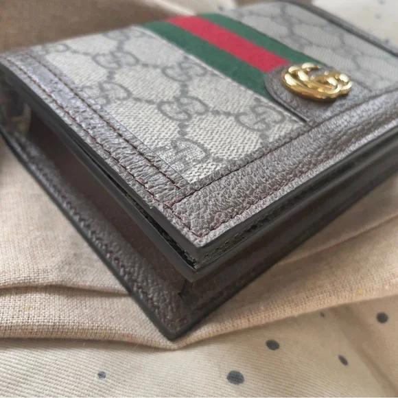 Gucci Supreme Ophidia Beige and Brown Playing Card Wallet Red and Green Stripe - Picture 4 of 13